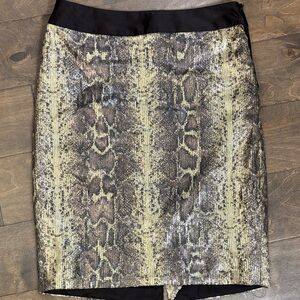 The Limited Black and Gold Snake Print Pencil Skirt